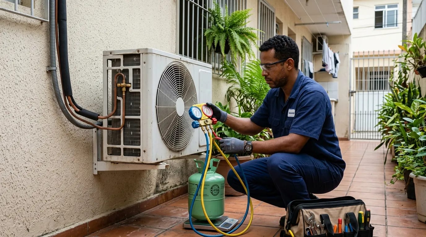 Instalação da condensadora em Vila Velha‑ES